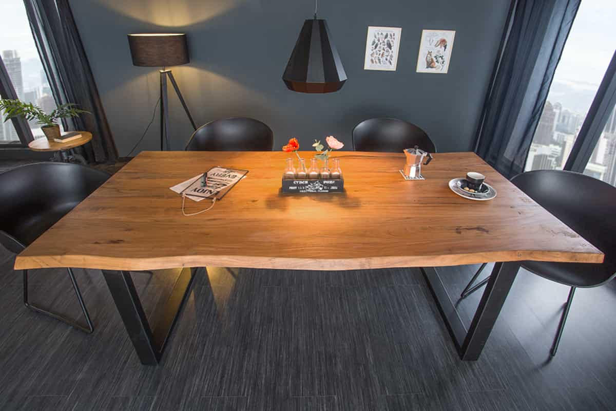 ESSTISCH MAMMUT Akazie 160cm - Schwarz/Braun, Holz/Metall (90/160/76cm) - riess-ambiente