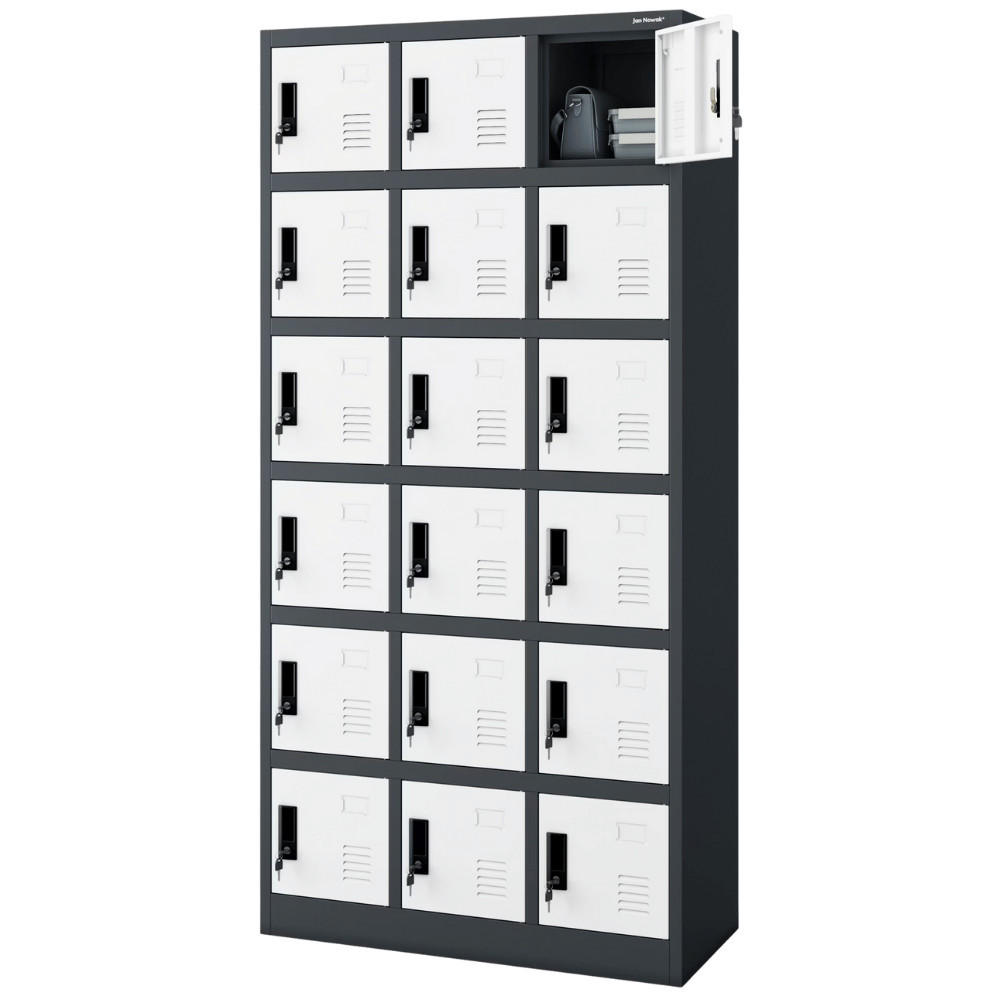 SCHLIESSFACHSCHRANK Spind BERN 18 Fächer185x90x40cm Anthrazit-Weiß - Anthrazit, Metall (90/185/40cm) - DELUKE