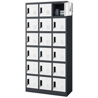 SCHLIESSFACHSCHRANK Spind BERN 18 Fächer185x90x40cm Anthrazit-Weiß - Anthrazit, Metall (90/185/40cm) - DELUKE