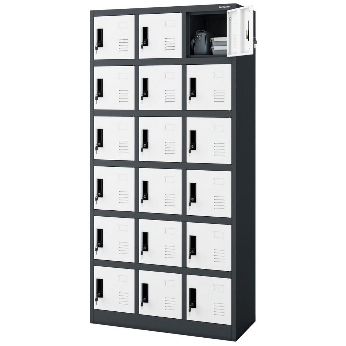 SCHLIESSFACHSCHRANK Spind BERN 18 Fächer185x90x40cm Anthrazit-Weiß - Anthrazit, Metall (90/185/40cm) - DELUKE