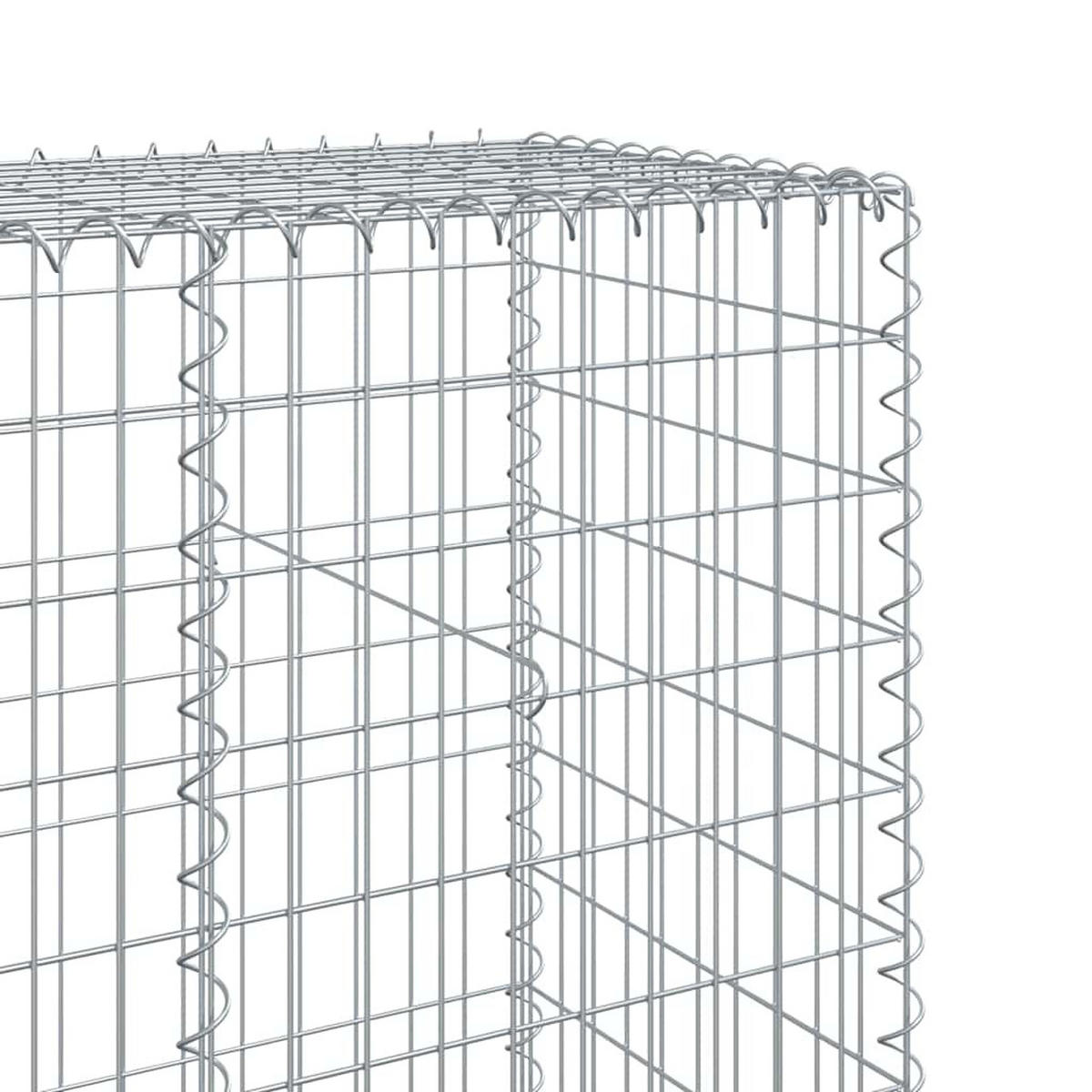 GABIONE Mit Deckel 300/50/200 Cm Verzinktes Eisen - Silberfarben, Metall (300/200/50cm) - vidaXL
