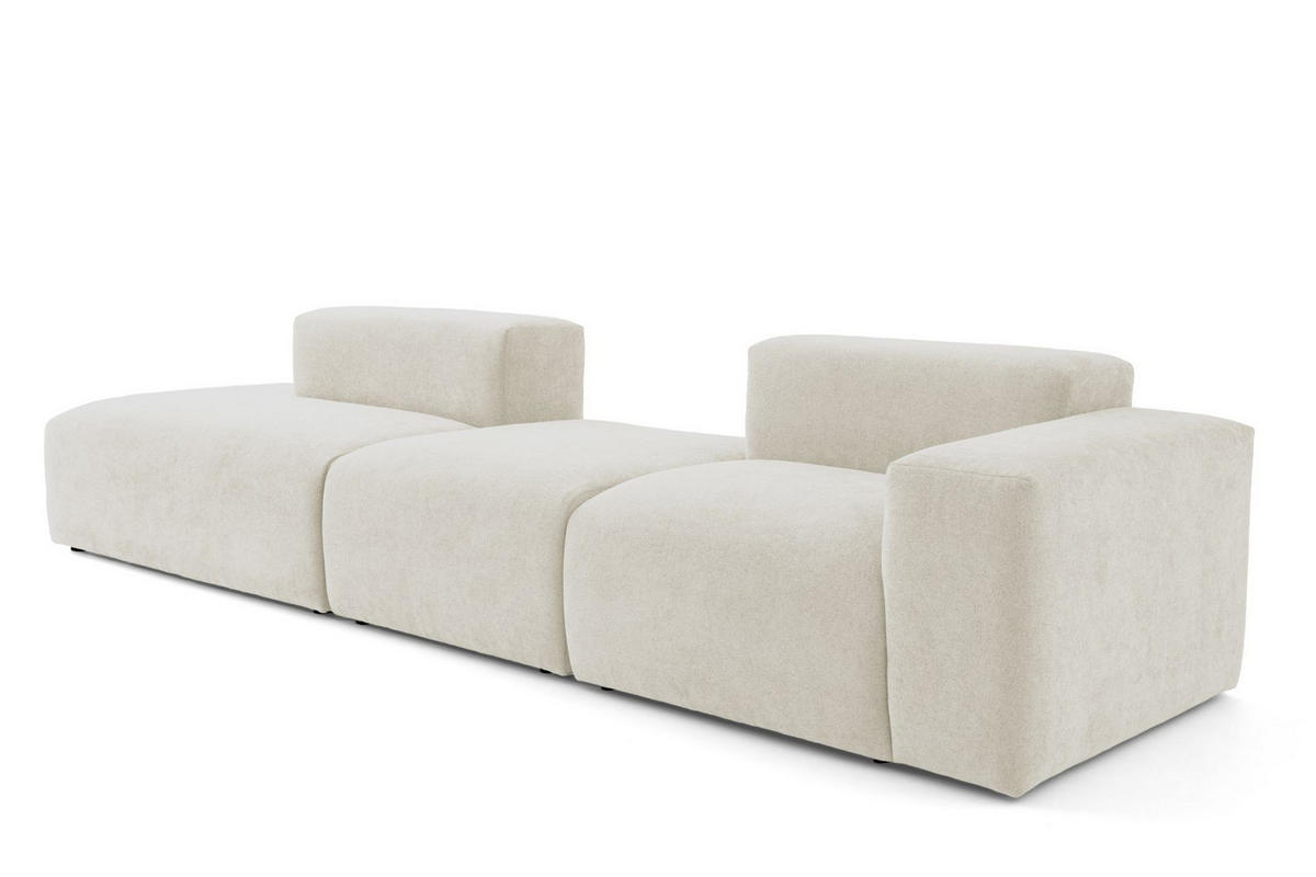 4-SITZER modulares Sofa HEAVEN SET 4 Links, Breite 335 cm Webstoff Weiß - Schwarz/Weiß, Holz/Kunststoff (335/71/102cm) - Muffo