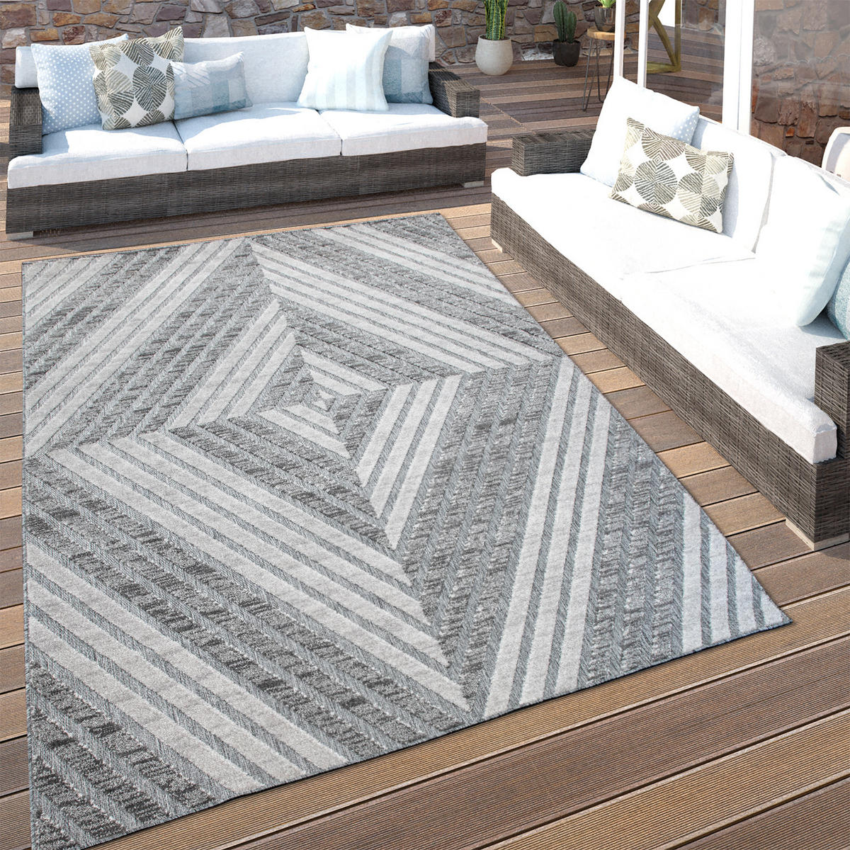 OUTDOORTEPPICH 60/100 cm Stilo 863 - Grau, Textil (60/100cm) - Paco Home