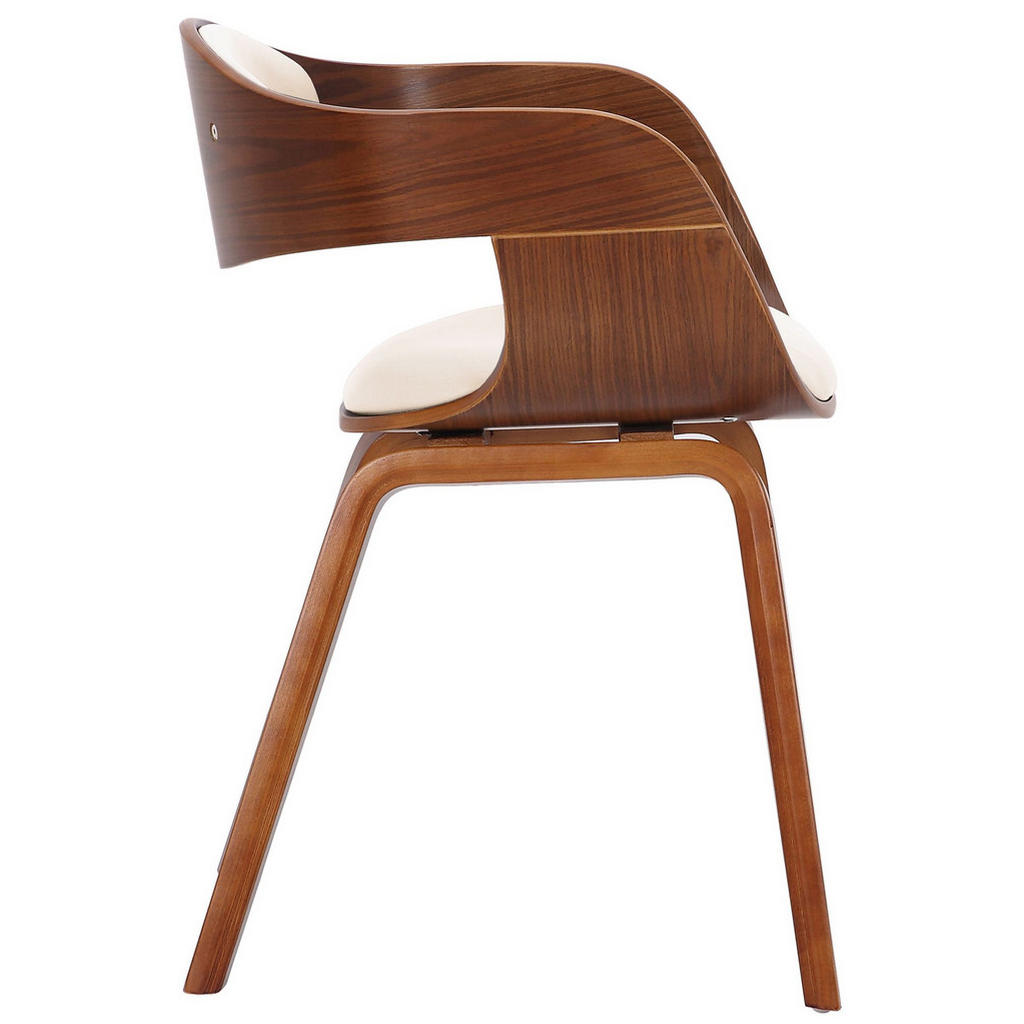 Thumbnail - CLP Armlehnenstuhl, Creme, Walnuss, Textil, 49x73x46 cm, Esszimmer, Stühle, Esszimmerstühle, Armlehnenstühle