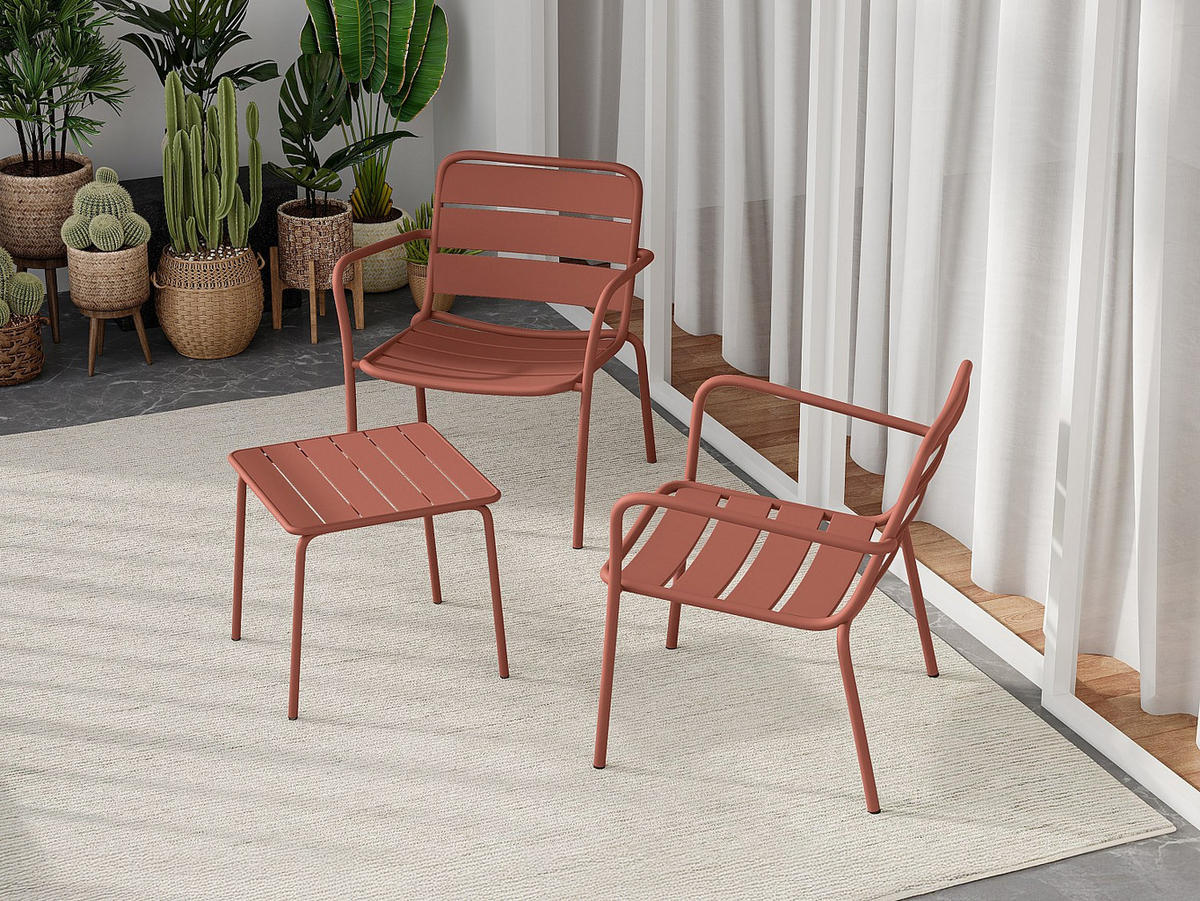 GARTEN-BEISTELLTISCH quadratisch - Metall - Terracotta - MIRMANDE von MYLIA - Braun, Metall (45/45/41.5cm) - Vente-Unique