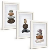 BILDER SET 3er Set - 20x30 cm Weißer Rahmen - Minimalistische Boho-Steine - Weiß, Kunststoff (20/30cm) - TULUP