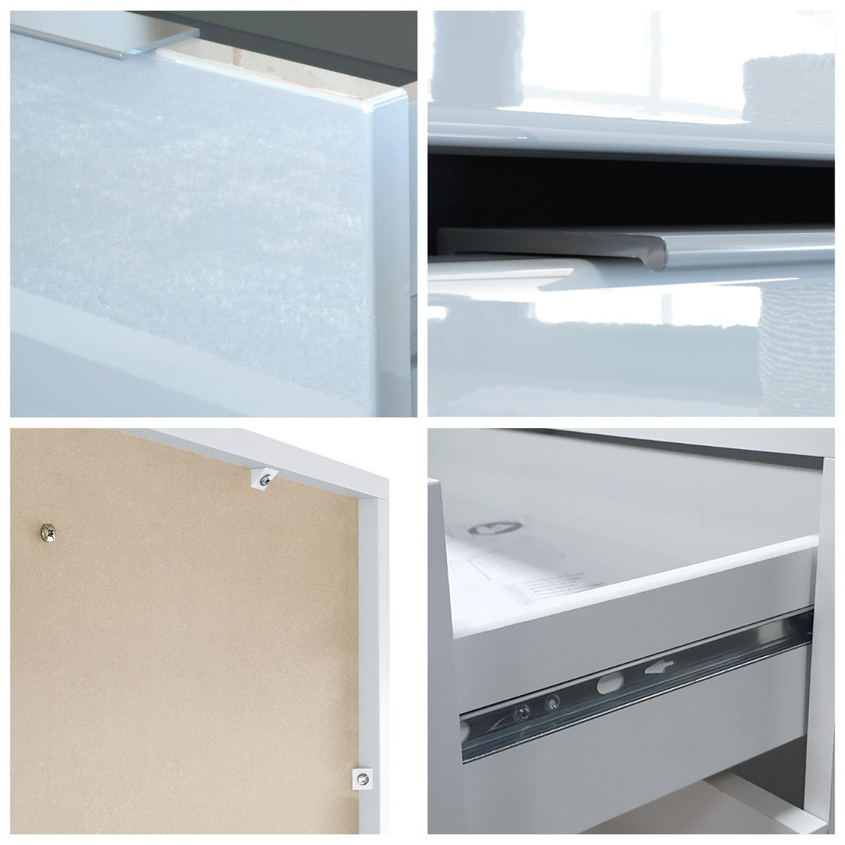 LOWBOARD Linio Avola-Anthrazit - Weiß Hochglanz/Anthrazit, Holzwerkstoff (166.5/37.5/35cm) - Vladon
