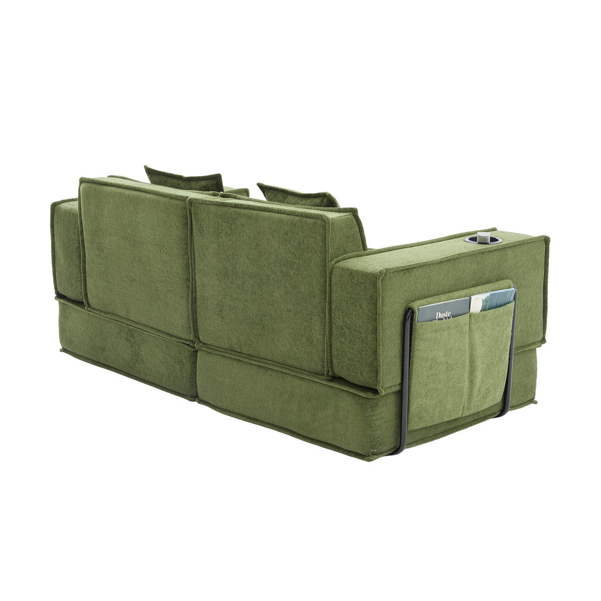 SCHLAFSOFA Zweisitzer mit Schlaffunktion,ausziehbar,Modulares Design,Chenille,Grün - Grün, Textil (162/42/54cm) - LVHOM