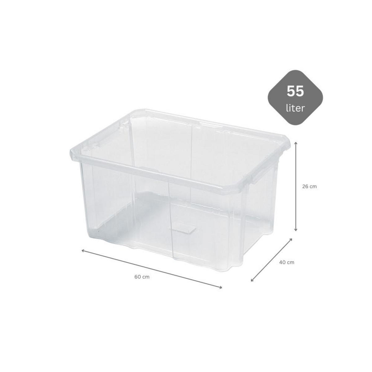 AUFBEWAHRUNGSBOX 10er-Set mehrzweck mit Deckel Transparent HxBxT 26x60x40cm55 Liter - Transparent, Kunststoff (60/26/40cm) - PROREGAL