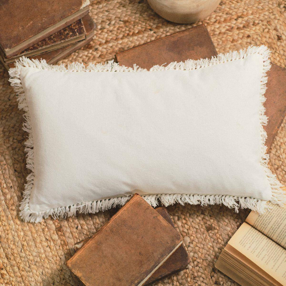 ZIERKISSEN Boho 30/50 cm - Weiß, Naturmaterialien (50/30cm)