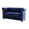 CHESTERFIELD-SOFA 2-sitzer Lauren Marineblau Samt - Dunkelblau/Braun, Holz/Textil (148/72/86cm) - S-Style Möbel