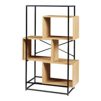 BÜCHERREGAL Rennebu - Eichefarben/Schwarz, Holzwerkstoff/Metall (80/126/33cm) - [en.casa]