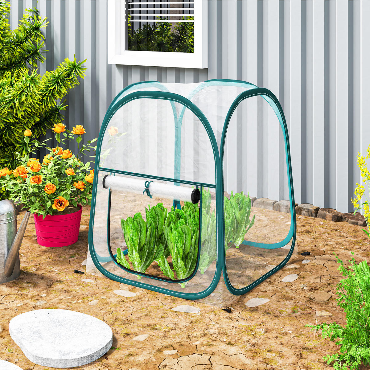 GEWÄCHSHAUS DE-12023 mit Rollfenster & Tragetasche Transparent - Transparent, Kunststoff (70/80/70cm) - ComfortXL