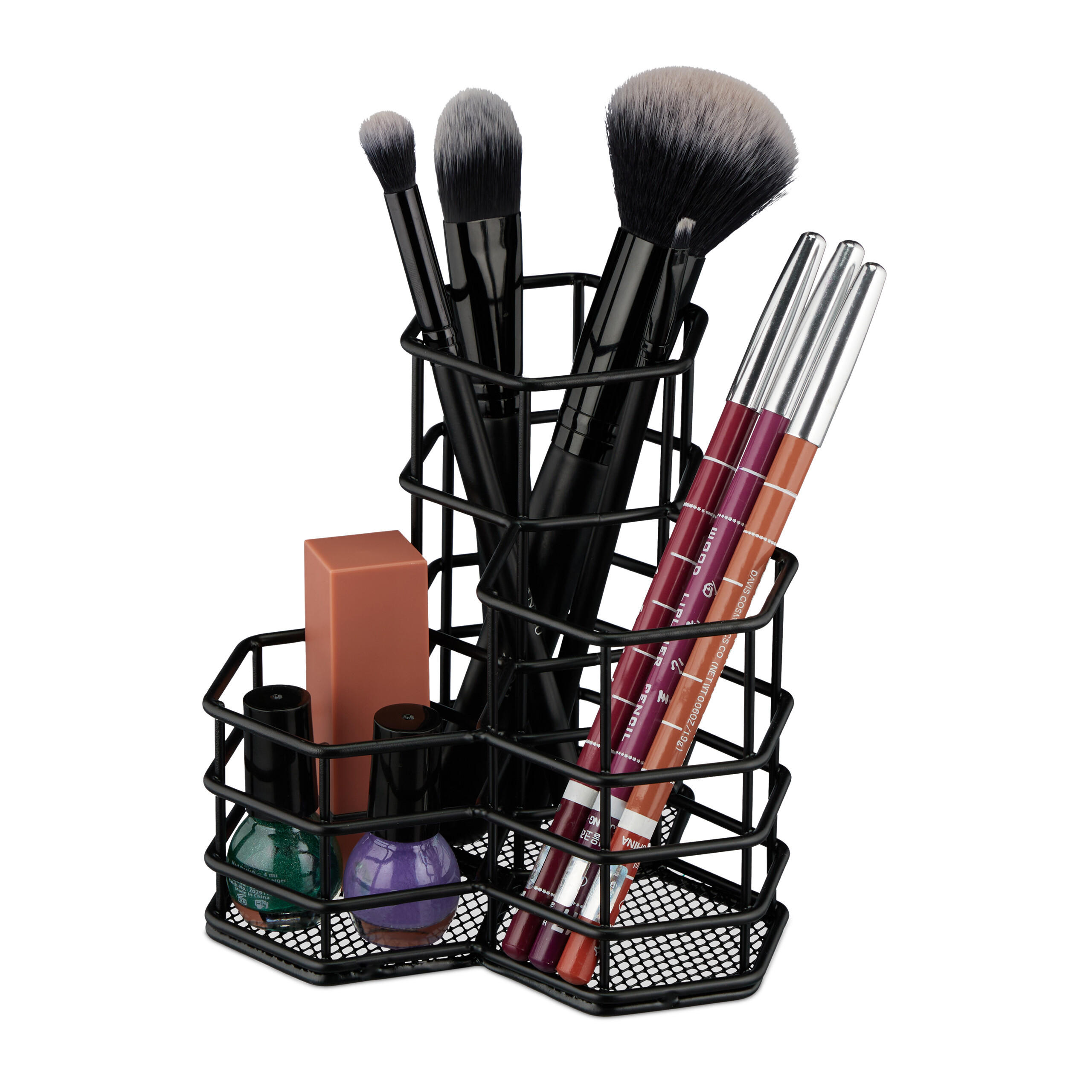 DRŽIAK kefky - čierna, kov (12/12.5/12.5cm) - Relaxdays