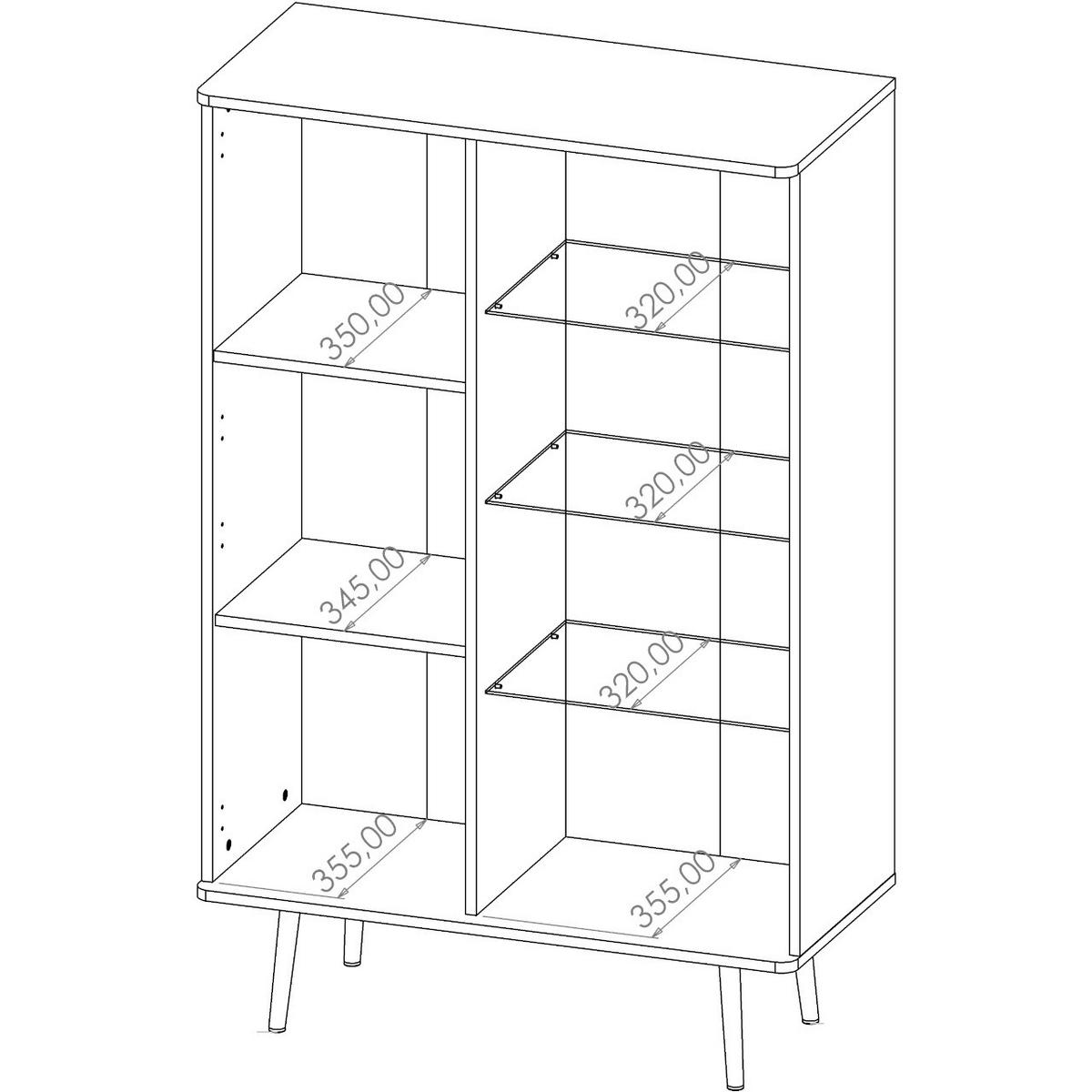 VITRINE PINELLO 05 - Schwarz/Braun, Holzwerkstoff (90/140/41cm)