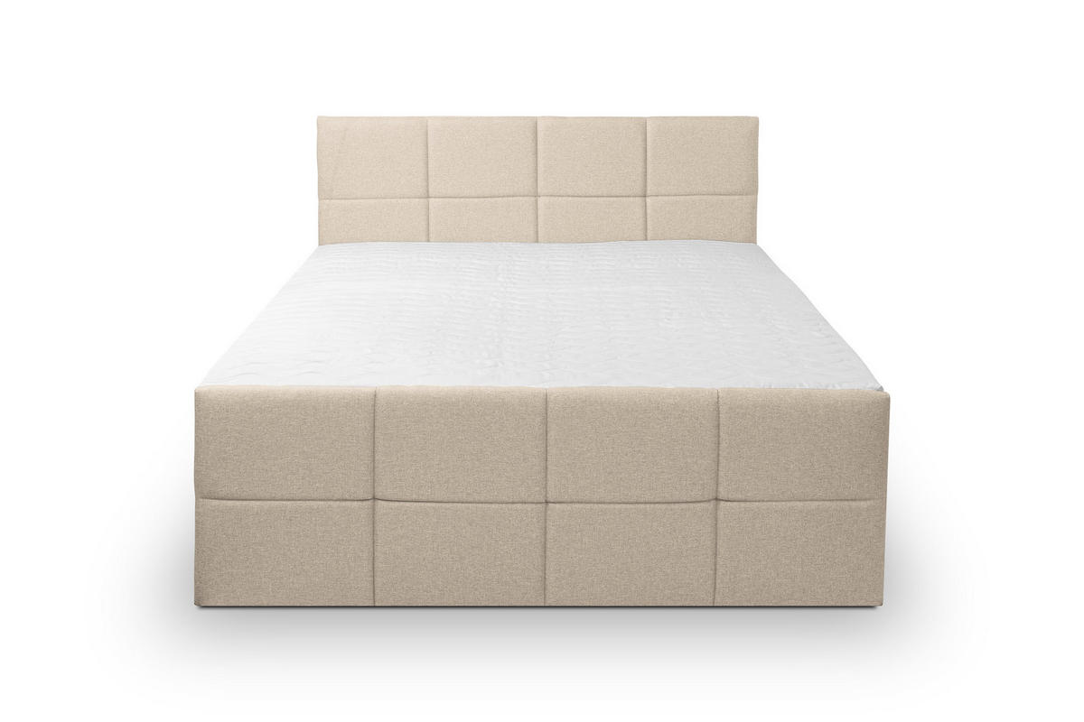 BOXBETT DORIS mit 2 Bettkästen, 160x200, Farbe: Beige, Velourstoff, mit Bonell-Matratze inkl. Topper - Beige, Holz/Kunststoff (160/200cm) - VENASI MÖBEL