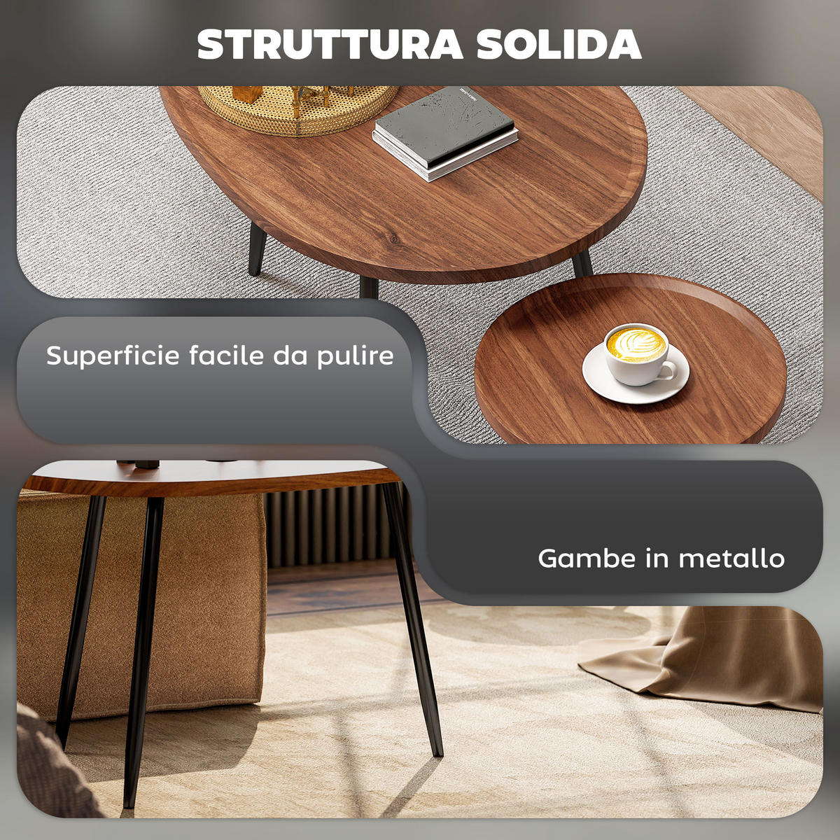 COUCHTISCH Schwarz 1 Stück - Schwarz, Metall (80/55/49cm) - GiPP
