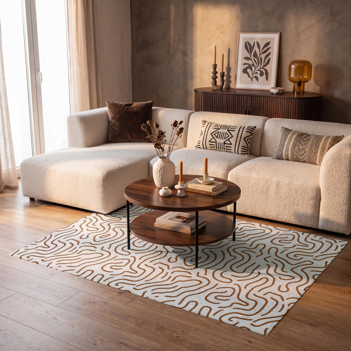 KOBERCE - Minimalistický - Vzor - Terakota - 150x90 cm - hnedá, textil/plast (150/0.4cm) - OnlyWow