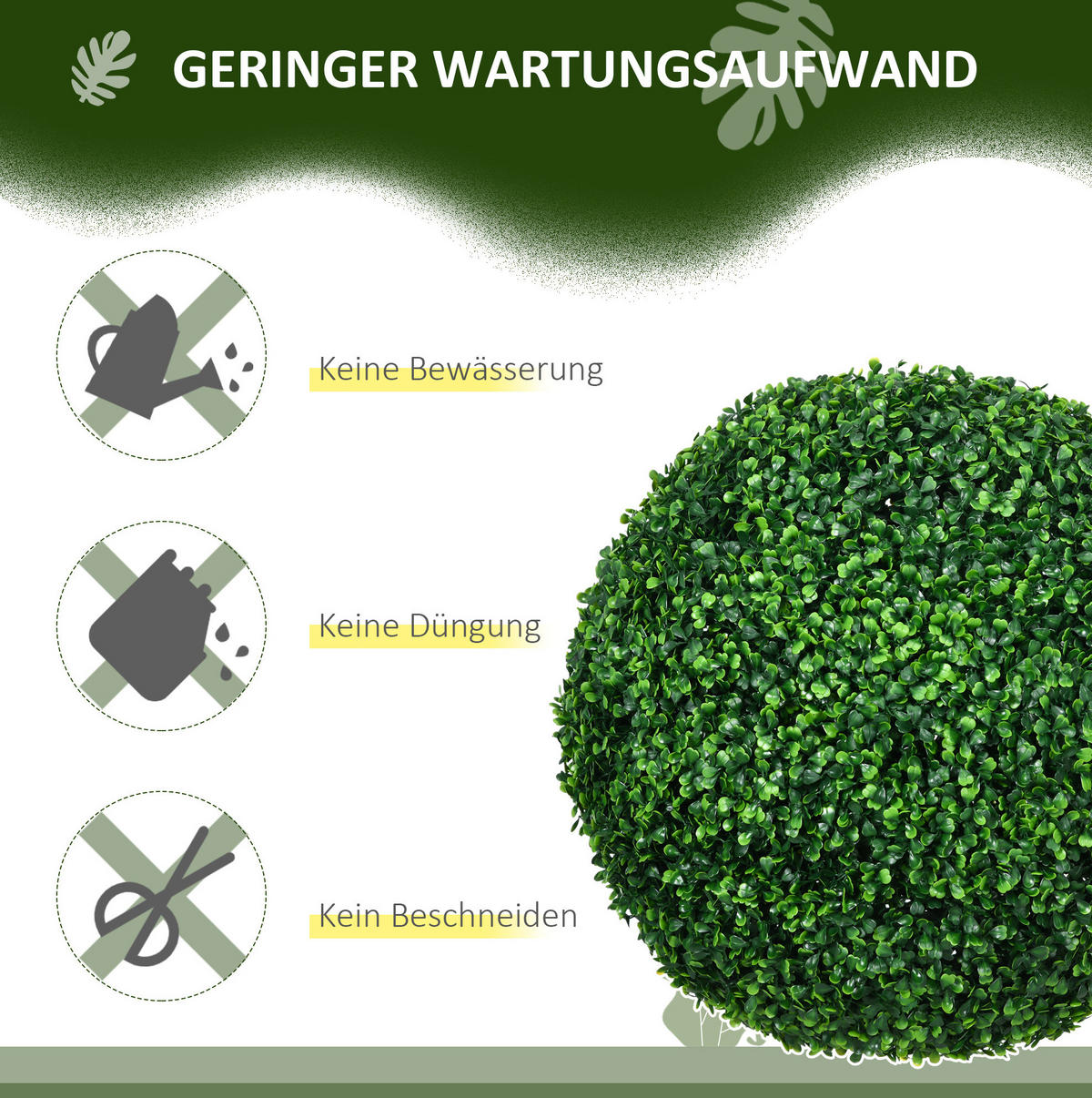 KUNSTPFLANZEN 50/50/50 cm grün aus Kunststoff 2er-Set für Innen und Außen - Grün, Kunststoff (50cm) - OKWISH