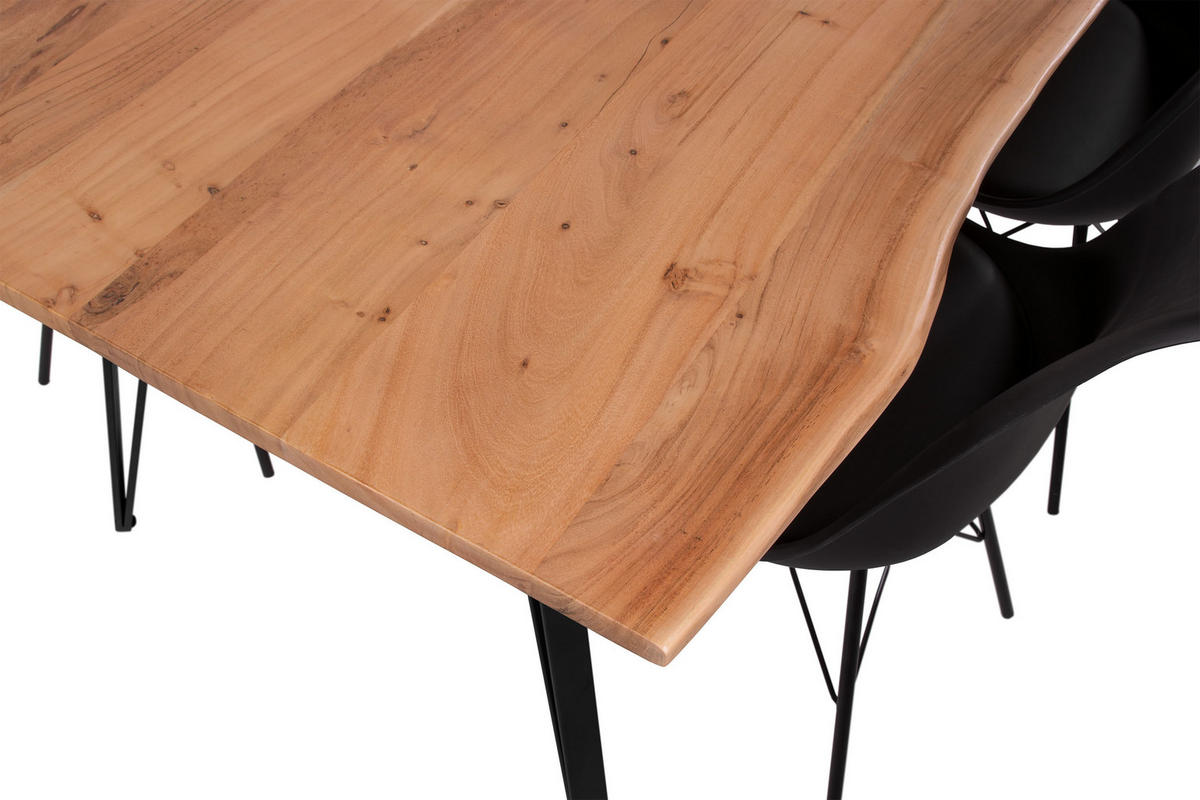 ESSTISCH CELIA - Beige/Schwarz, Holz/Metall (90/180/77cm) - SAM