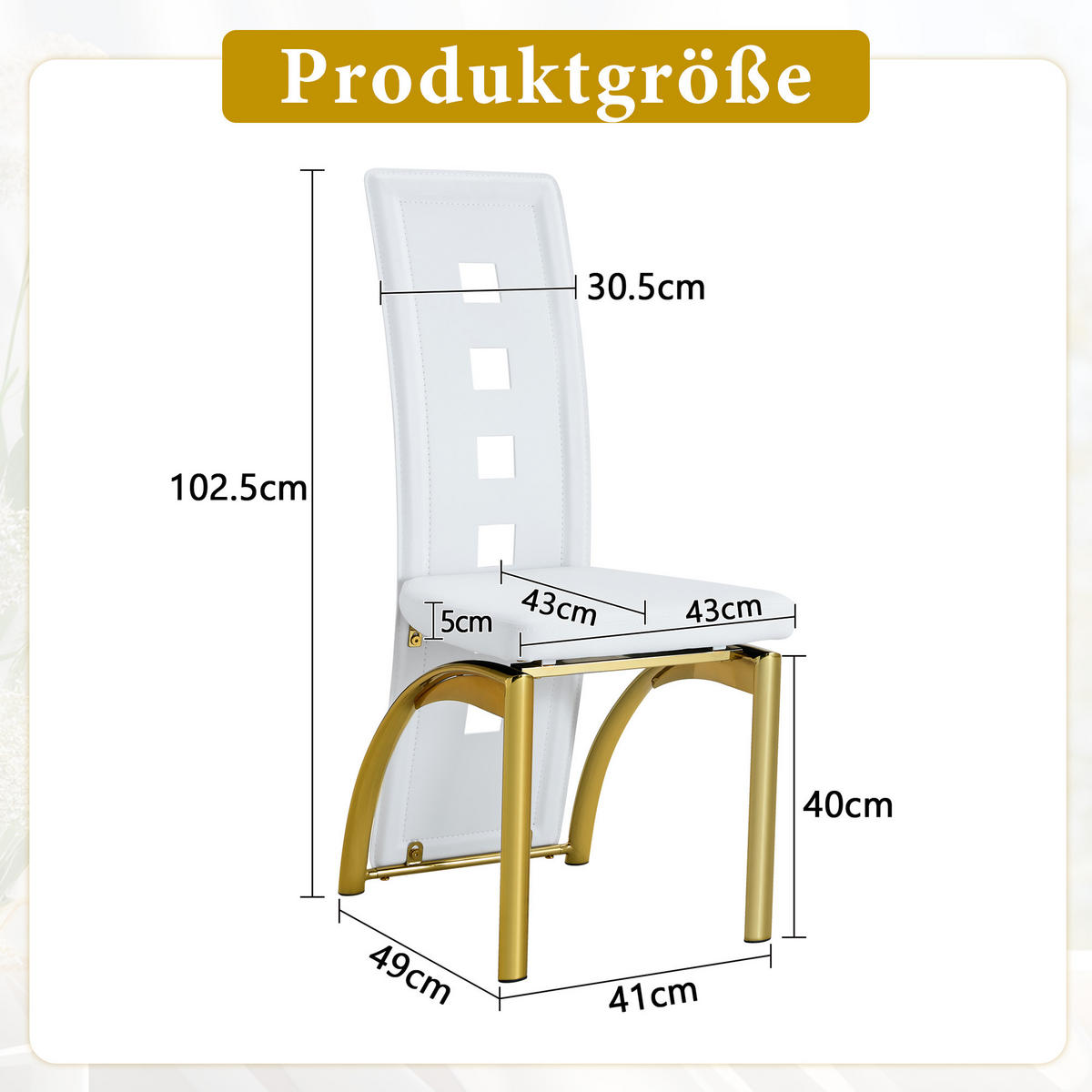 STUHL-SET DE-36589 2 Stück mit PU-Bezug und Metallbeinen Weiß - Weiß, Metall (49/102.5/43cm) - ComfortXL