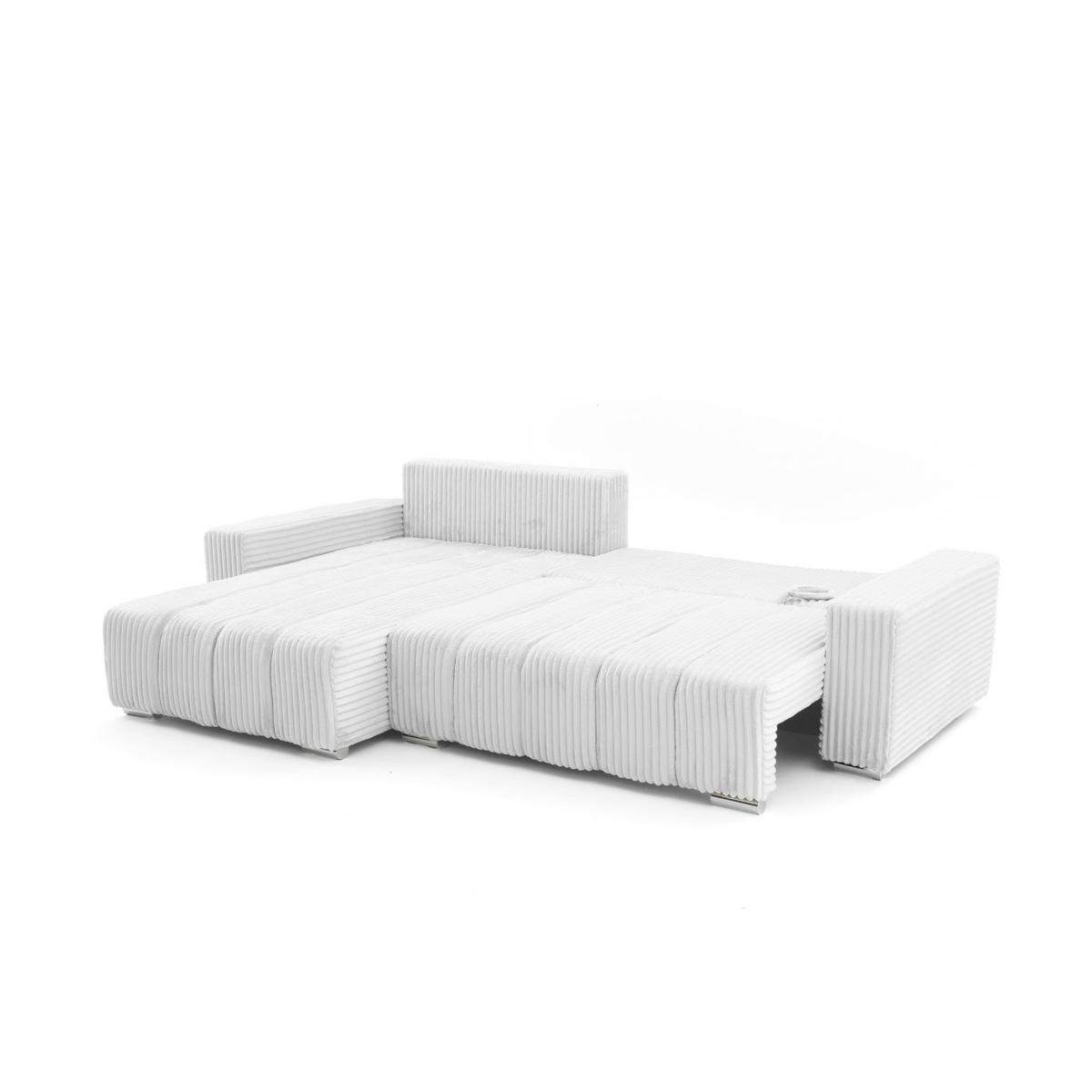 ECKSOFA PIANO L Links mit Schlaffunktion 137x234 Cord Hellgrau - Silberfarben/Hellgrau, Holz/Textil (278/178cm) - Muffo