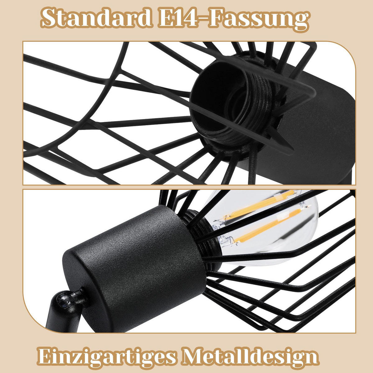 STRAHLER Franziska 6-flammig 122/20/10 cm - Schwarz, Metall (122/20/10cm) - Nettlife