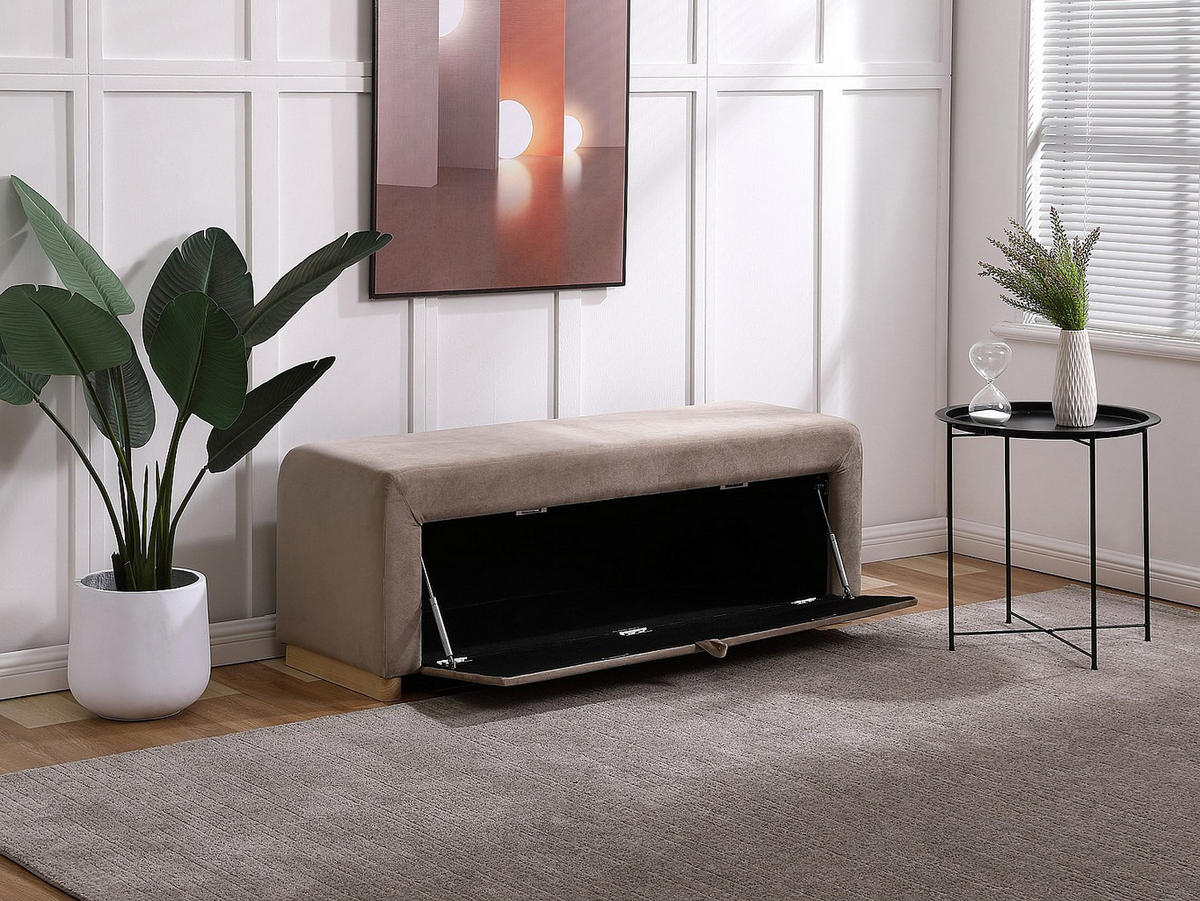 SITZBANK - 130 cm x 42 cm - Samt, Stoff - Taupe - CAPINO - Taupe, Textil (130/46/42cm) - Vente-Unique