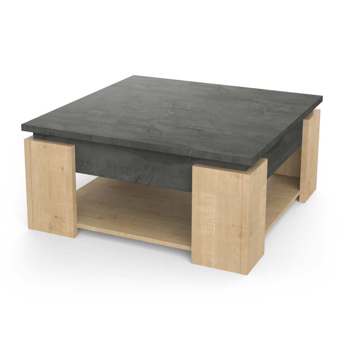 COUCHTISCH - austin 80/80/37,2 cm - Eschefarben, Holzwerkstoff (80/80/37.2cm) - Calicosy