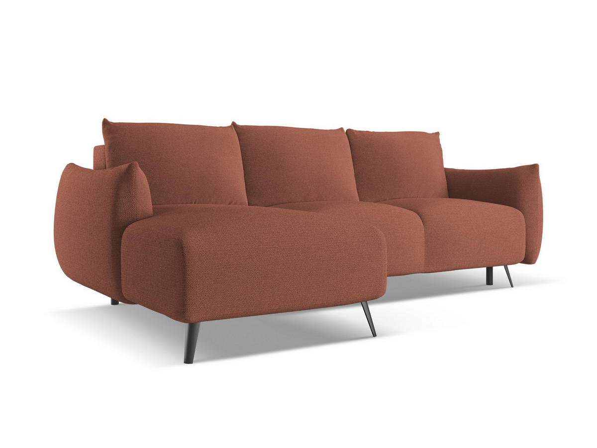 ECKSOFA mit Schlaffunktion Chenille Stoff Pink - Pink/Hellrosa, Textil/Metall (162/242cm) - Makamii