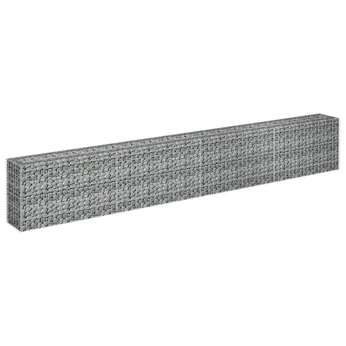 GABIONEN Hochbeet ROON aus Stahl | 360x30x60cm | Steinkorb Gabionengitter - Silberfarben, Metall (360/60/30cm) - DELUKE