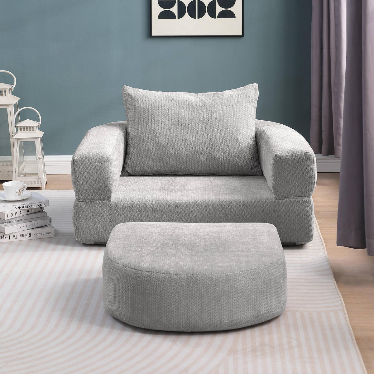 SOFA modular Chenille Light Grey - Hellgrau, Holzwerkstoff (90/41/101cm) - Meubliv