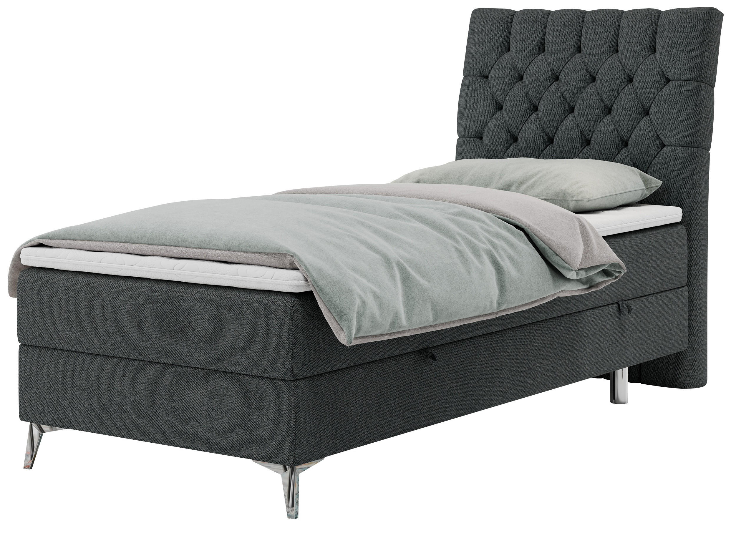 BOXBETT MILEN 90/200 Dunkelgrau Struktur - H4 - Rechts Seite - Dunkelgrau, Holz/Textil (90/200cm) - MKS