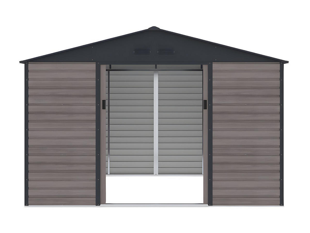 SCHREBERGARTENHAUS - 330 cm x 309 cm - metall - anthrazitgrau, naturfarben dunkel Adelmo - Anthrazit, Metall (330/229/309cm) - Vente-Unique