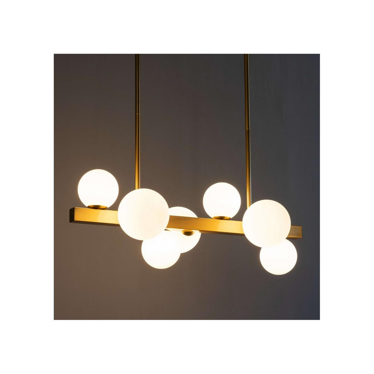 HÄNGELEUCHTE Oromia, Messing und Weiß, 90cm - Messingfarben, Glas (80/35/90cm) - KOSILUM