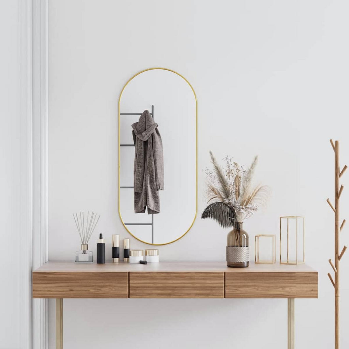 WANDSPIEGEL Golden 100x45 cm Oval - Goldfarben, Glas (100/45/1cm) - furnicato