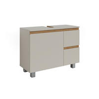 WASCHBECKENUNTERSCHRANK J-Shape Cashmere/Artisan 80 x 60.8 cm mit 2 Schubladen - Kaschmir/Hellgrau, Holzwerkstoff (80/60.8/33cm) - Vicco