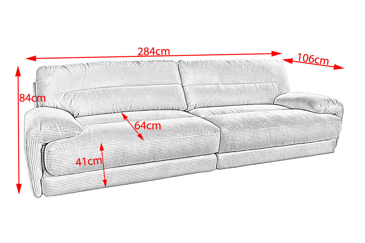 SOFA CINE Braun Cord - Dunkelbraun/Schwarz, Kunststoff/Textil (284/84/106cm) - KAWOLA