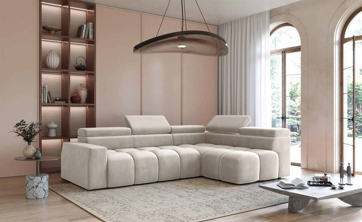 ECKSOFA Darcy - Beige, Holzwerkstoff/Textil (305/210cm) - Fun Möbel