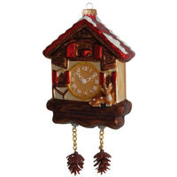 CHRISTBAUMSCHMUCK Kuckucksuhr Braun 12cm (Glas / 1 Stk.) - Braun, Glas (9/12/5cm) - Krebs Glas Lauscha