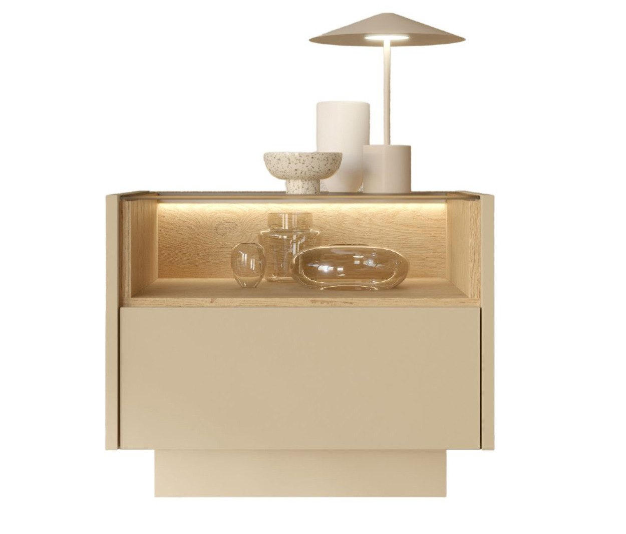NACHTTISCH Dunkelbeige TULUM - Beige, Holzwerkstoff (53/43/40cm) - Compleo24