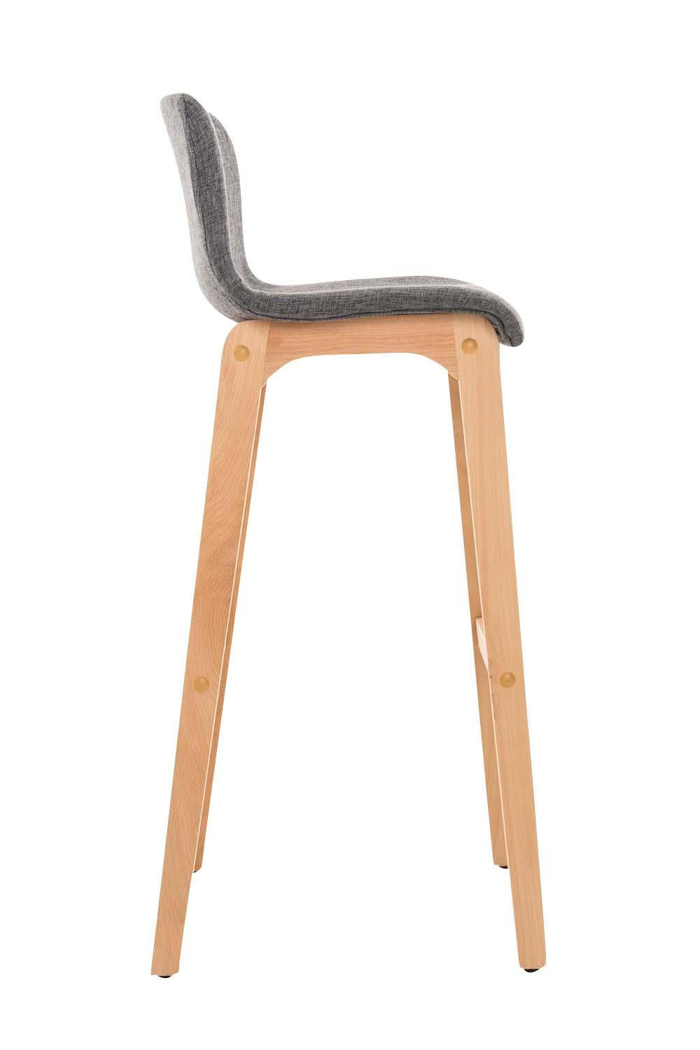 BARHOCKER Stoff hellgrau - Eukalyptusholzfarben/Hellgrau, Holz/Textil (41/101/46cm) - CLP