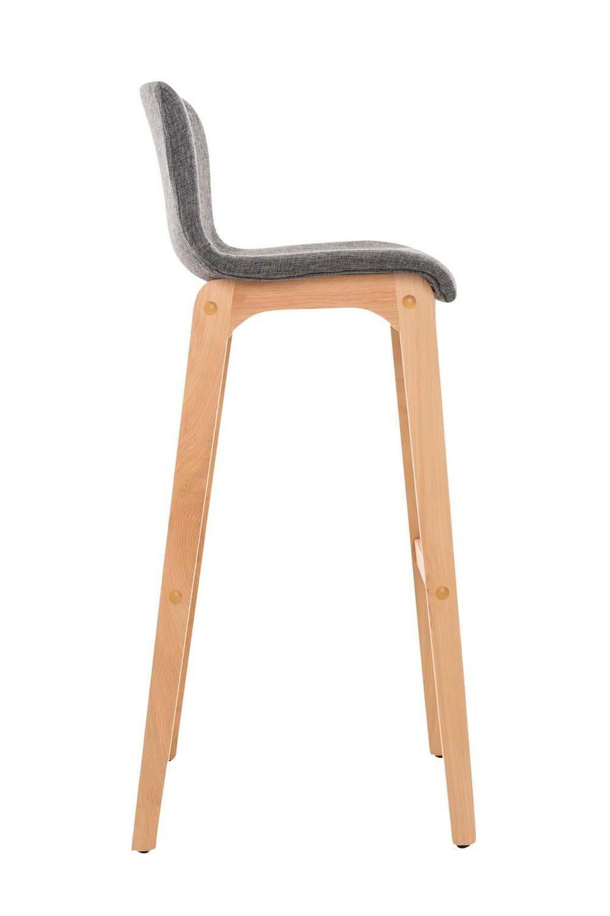 BARHOCKER Stoff hellgrau - Eukalyptusholzfarben/Hellgrau, Holz/Textil (41/101/46cm) - CLP