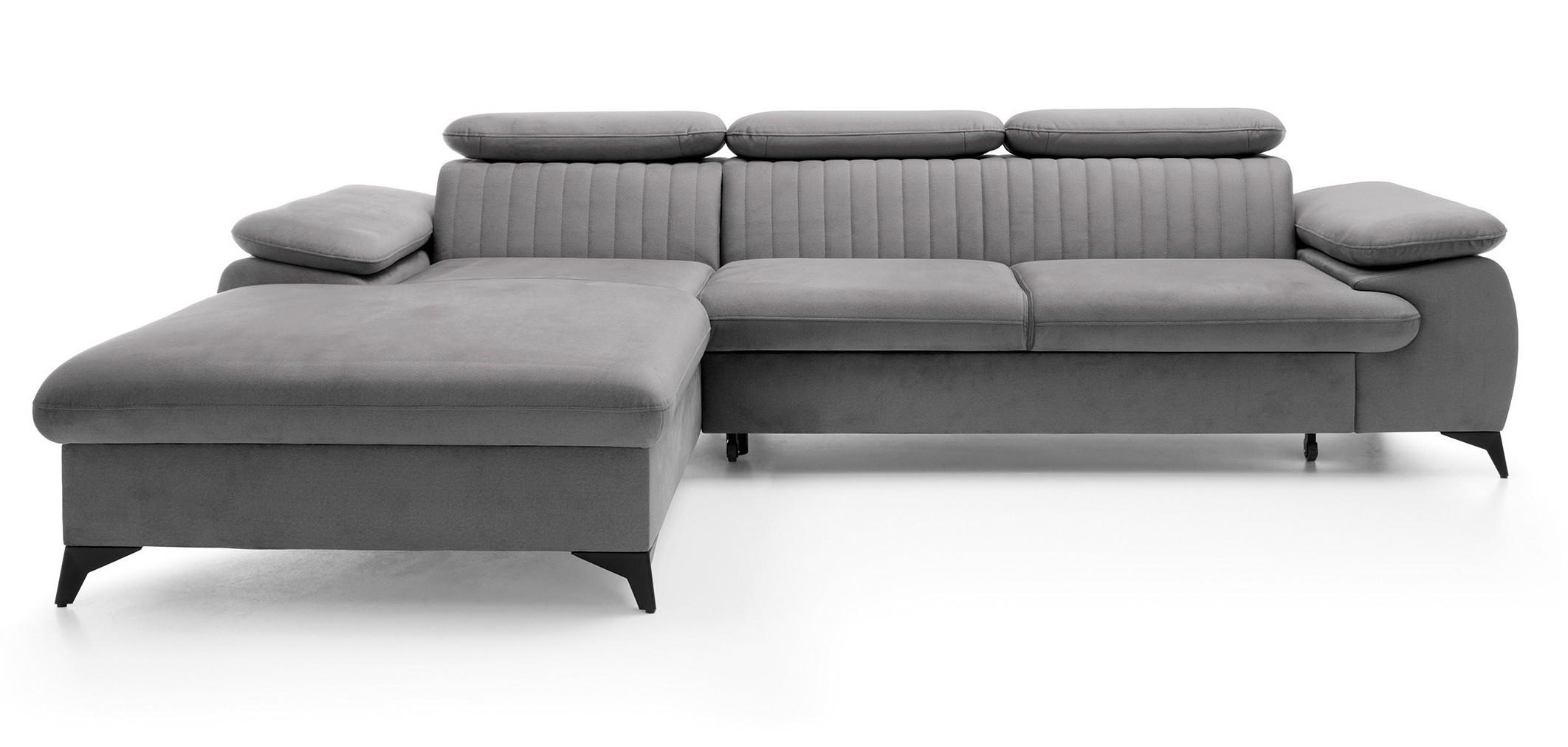 ECKSOFA 280 cm Xanto M, Schlaffunktion, verstellbaren Kopfstützen, Links, Grau - Grau, Holz (280/193cm) - Emporius