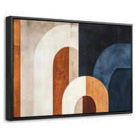 LEINWAND Bilder mit Rahmen - Abstrakt - Formen - Dunkelblau - 60x40 - Cognac, Textil (60/40cm) - MuchoWow