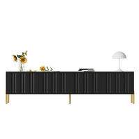 LOWBOARD in Schwarz mit goldenen Tischbeinen für Wohnzimmer, B190/T38/H48 cm - Goldfarben/Schwarz, Holzwerkstoff/Metall (190/48/38cm) - STILVORA