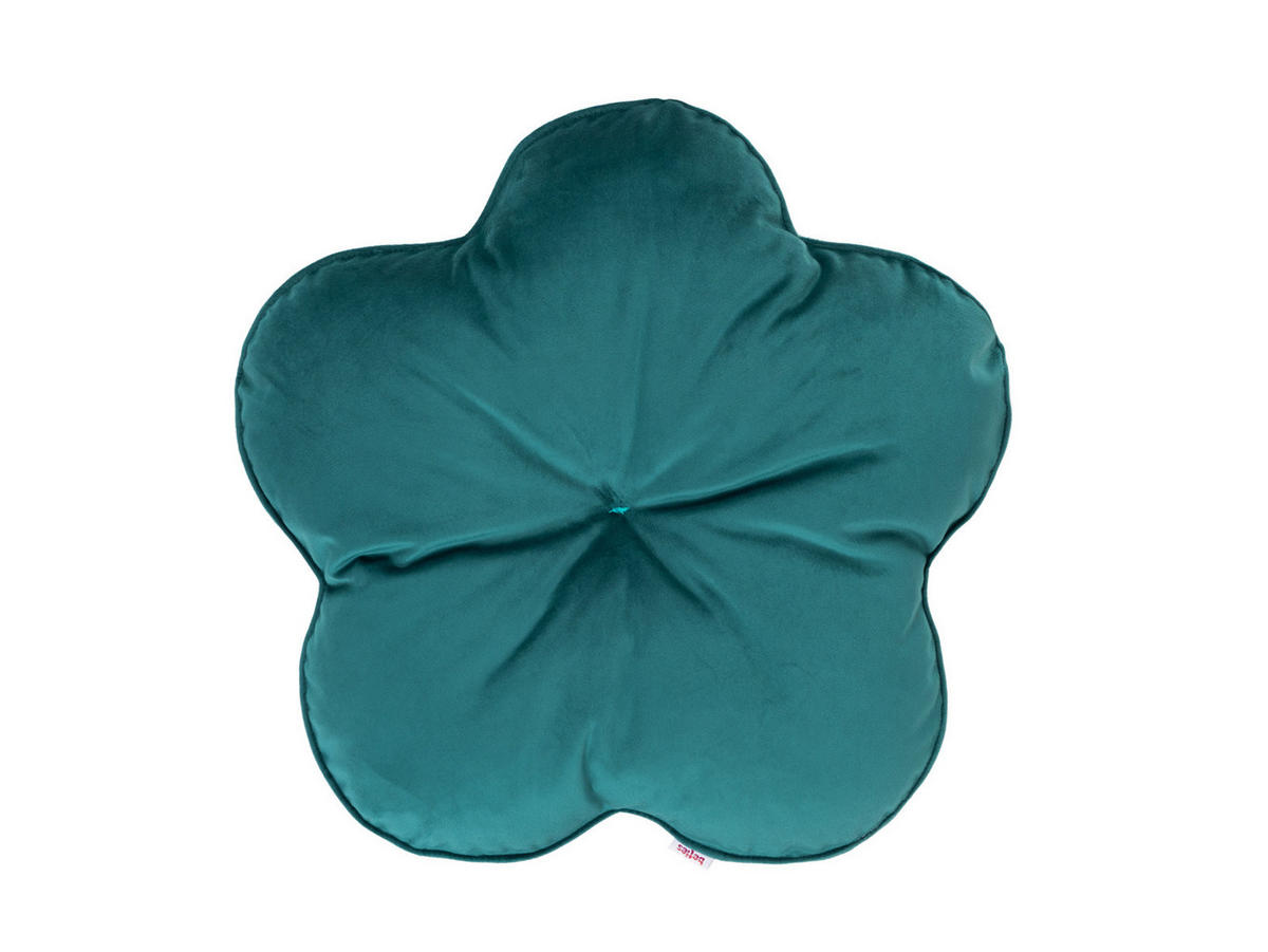 KISSEN-BLUME Samt&Sonders petrol 50 cm Ø - Petrol, Textil (50cm) - beties Heimtextil