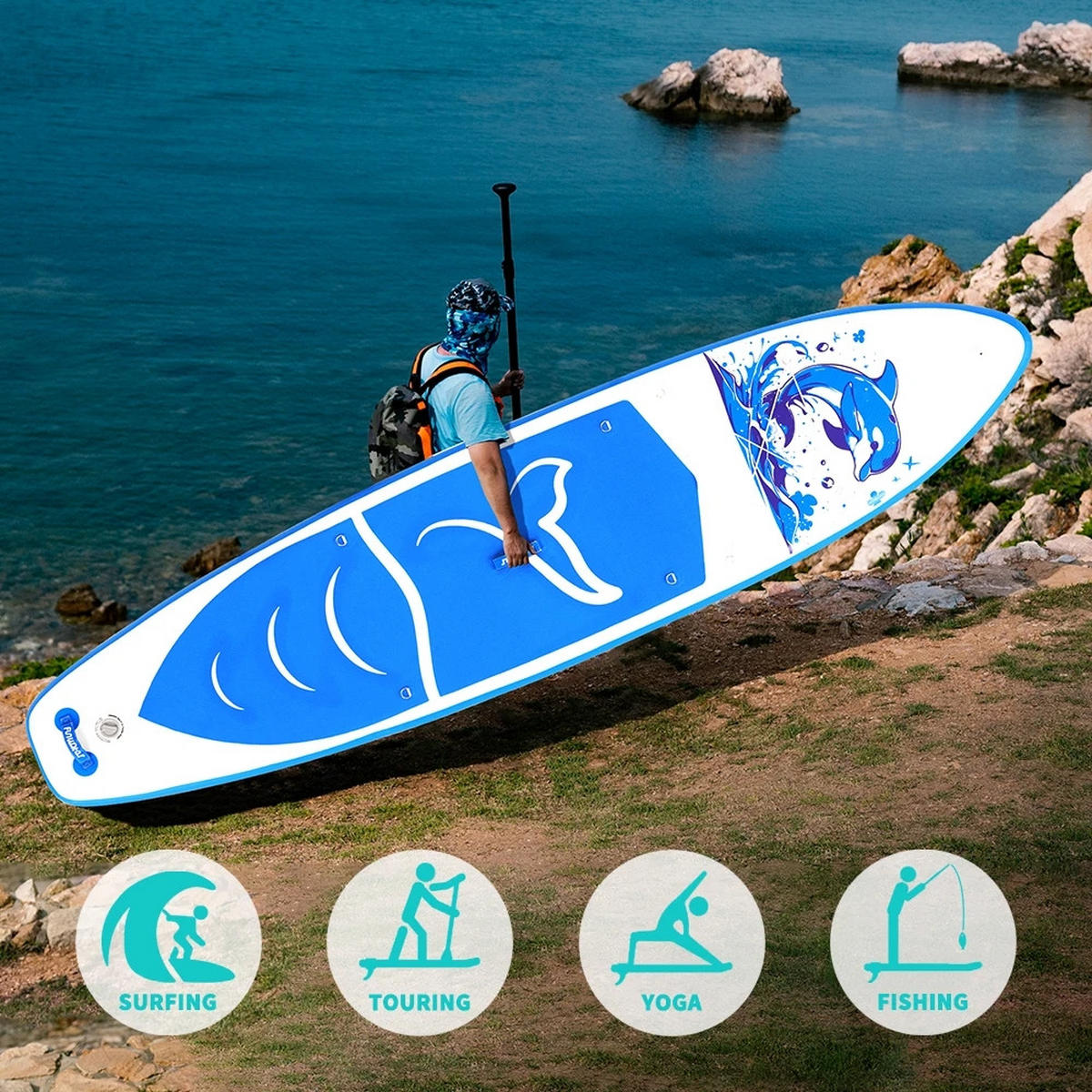 STAND-UP PADDLE BOARD SUPFW49A(350×84×15CM) - Blau, Kunststoff (84/335cm) - Kaket