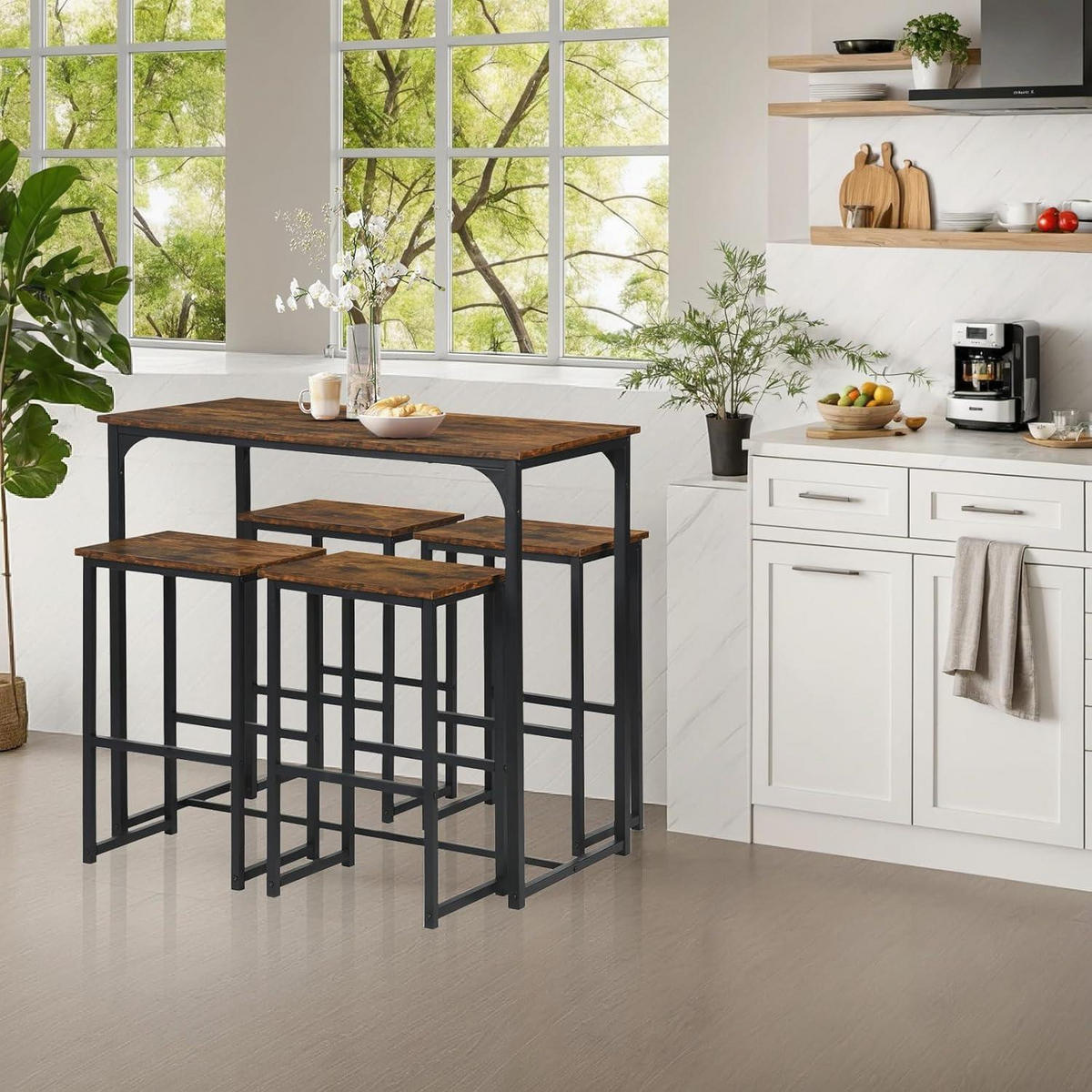 BARTISCH Set mit 4 Hockern, Industriestil, Vintage-Braun - Braun, Holzwerkstoff (50/90/100cm)