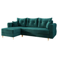 ECKSOFA Zako L - Türkis/Naturfarben, Holz/Textil (238/138cm) - MIRJAN24